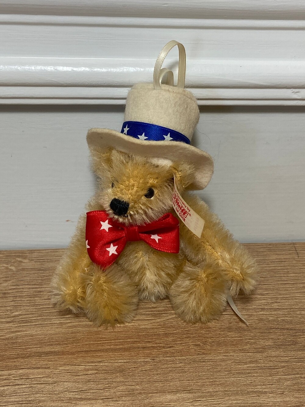 Steiff 668036 First American 4in Teddy Ornament with COA - low number
